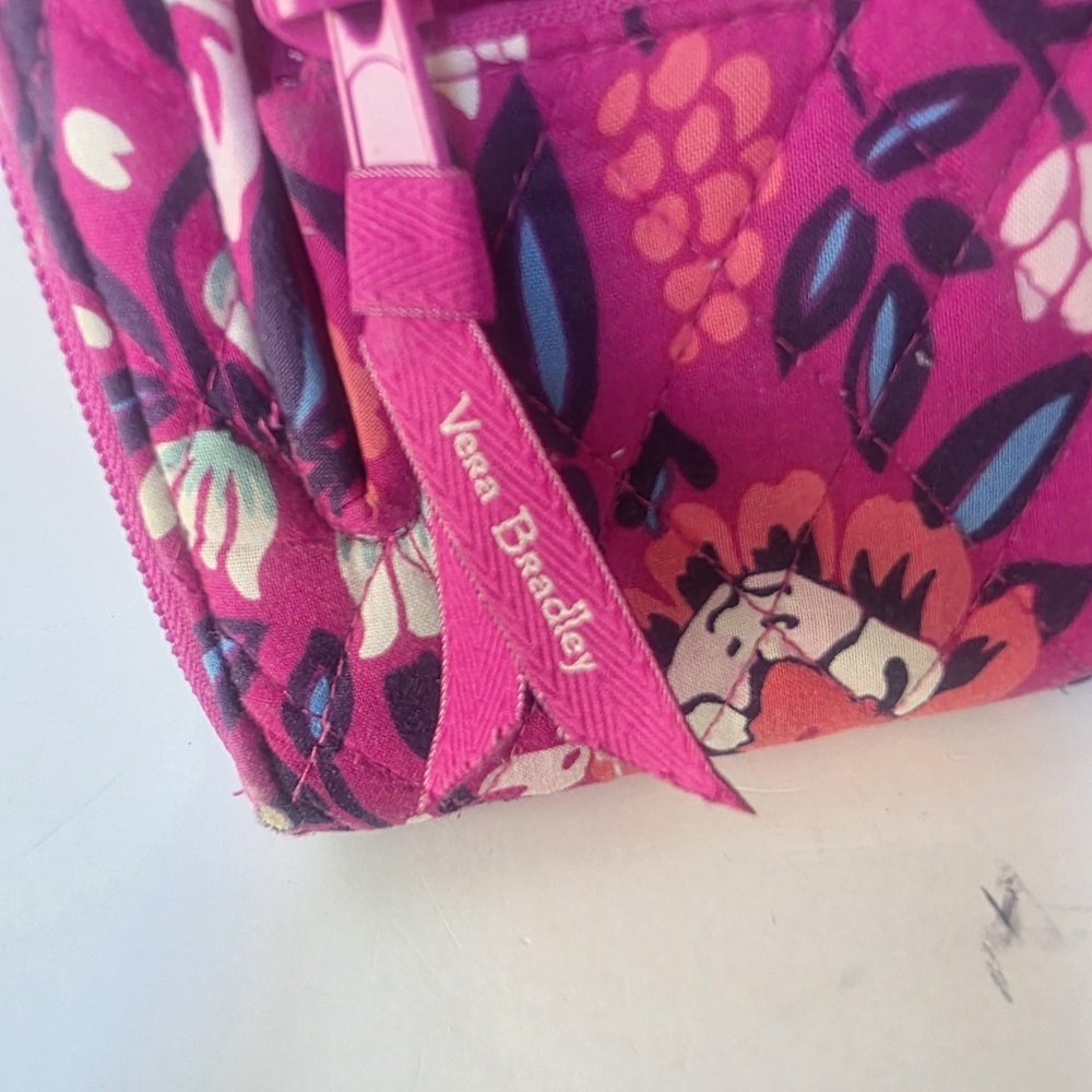 Vera Bradley Bloom Berry RFID Turnlock Wallet Pink Floral Women's Wallet - Picture 8 of 15
